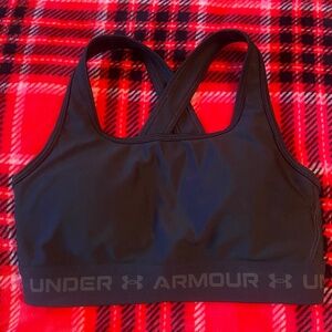 Black Under Armour Cross Back Compression Sports Bra